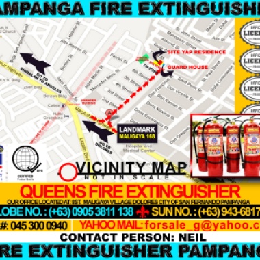 FIRE EXTINGUISHER PAMPANGA http://pampanga1fireextinguisher.weebly.com/ http://fireextinguisherpampanga.weebly.com/ Acredited By BPS AND ISO,DTI, all permits etc. QUEEN’S FIRE EXTINGUISHER BRANDNEW/ REFILL DRY CHEMICAL 10lbs/20lbs/50lbs/100lbs if you are intersted for more detail CONTACT NO. GLOBE.09053811138 SUN.09436817111 PHONE.045 300 0940 EMAIL: forsale_g@yahoo.com CONTACT PERSON: MR:NEIL Don’t hesitate to Call us for more Inquiries, OUR OFFICE: Near Guard House 8st.Maligaya Village, Dolores City of San Fernando Pampanga